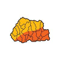 A map of the country of nepal with orange and yellow lines vector