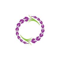 A purple and green wreath logo vector