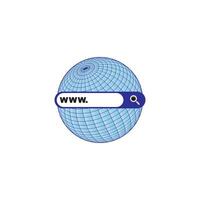 A blue globe with a search button on it vector