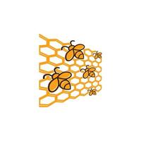 A bee hive with honeycombs and bees on it vector