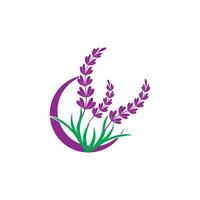 A purple flower with leaves and a moon on it vector