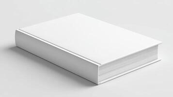Blank White Hardcover Book Mockup Lying on White Background photo