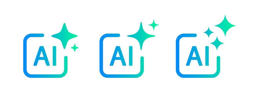 ai generar icono colocar. logo. artificial inteligencia icono símbolo. ai estrella icono. ai icono colocar. ai generar botones colocar. vector