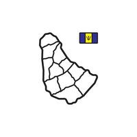 Barbados flag on the map vector