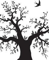 tree black silhouette line art vector