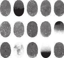 finger print set black silhouette line art vector