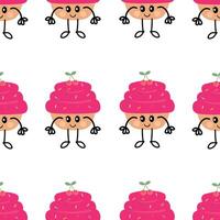 Cute hand drawing cartoon cherry cupcakes seamless pattern. cute dessert pattern in white background for gift wrap paper and wallpaper vector