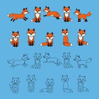 Bundle animal Fox enable custom color how to draw fox vector