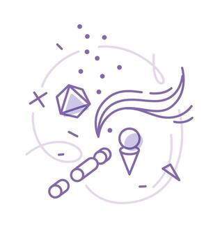 Illustration of linear geometric shapes. Abstract composition. Images for the background. vector