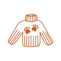 Knitted Sweater with Paw print vector