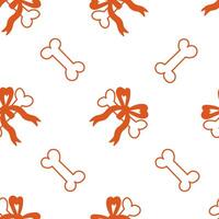 Dog Bone with Tied Bow Seamless Pattern vector