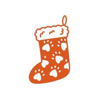 Christmas Stocking with Paw Print Pattern vector