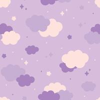 Cute purple sky pattern with clouds vector