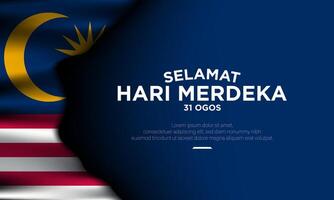 Malaysia Independence Day Template Design with Waving Flag and Blue Background vector
