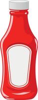 Color illustration of a red bottle with ketchup sauce, without background vector
