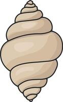 Smooth spiral seashell in soft beige tones, cartoon-style illustration for summer, beach, or ocean-themed designs, isolated without background vector