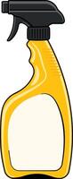 Color illustration of a plastic spray bottle with trigger, yellow container for household cleaning liquids, without background vector