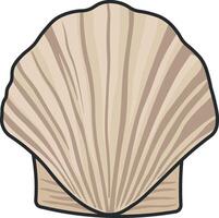 fan-shaped seashell in beige tones, perfect for beach or summer-themed designs, isolated without background vector