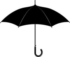 Minimalistic black icon of a classic umbrella with curved handle, without background vector