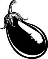 Simple black and white icon of an eggplant with clean outline, without background vector