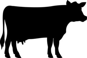 black silhouette of a cow in side view, isolated on white, without background vector