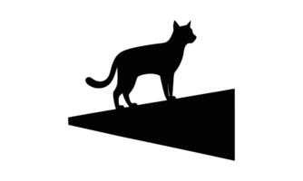 Black cat silhouette on a triangular shape vector