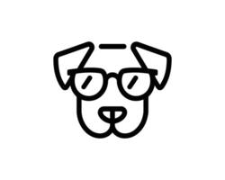 Dog wearing glasses icon simple line art vector