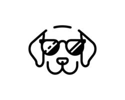 Cool dog wearing sunglasses line art icon vector