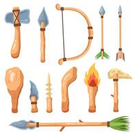 Collection of wooden tools and weapons vector