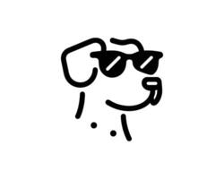 Simple black line drawing of a dog wearing sunglasses vector