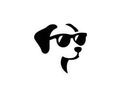 Stylized black dog wearing sunglasses on white background vector