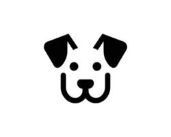 black dog face icon on white background vector
