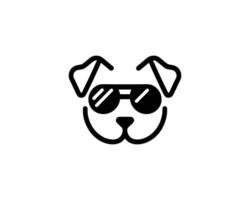 Cool dog face wearing sunglasses icon vector