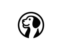 Stylized black and white dog logo in circle vector