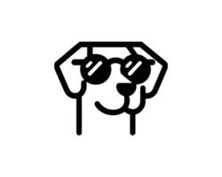 Dog face line art with modern sunglasses look vector