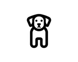 Simple black outline of a friendly dog icon vector