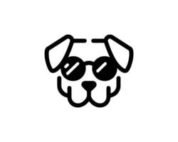Cool dog wearing sunglasses icon graphic design vector
