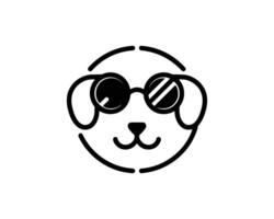 Stylized dog face wearing round sunglasses vector