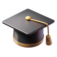 3d realistic graduation cap render isolated on transparent background png