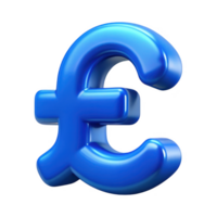 3d render of a blue pound sterling symbol isolated on transparent background png