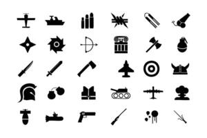war icons flat simple icon black set illustration on white background vector