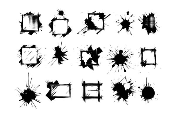 grunge brush set watercolor splash spray ink halftone