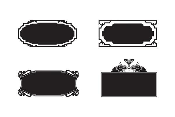 Elegant Eastern Style Decorative Frame Set Black Floral Borders and Lace Elements for Invitations and Cards White Background