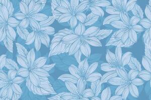 soft blue floral pattern design vector