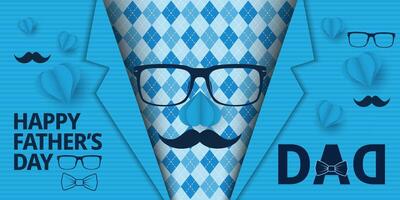 Father's Day card with glasses and mustache vector