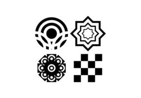 Black and White Geometric Decorative Pattern Set with Abstract and Symmetrical Designs for Logo and Graphic Elements vector