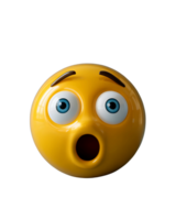 Yellow 3 D Emoticon Shocked Expression Wide Open Mouth Blue Eyes png