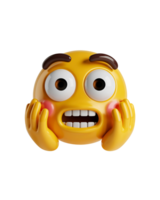 Yellow Emoji Face 3 D Render Shocked Expression Hands png
