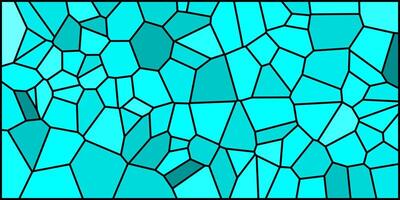 An abstract blue mosaic pattern featuring irregular pentagons and hexagons outlined in black, forming a dynamic, tessellated geometric design. vector