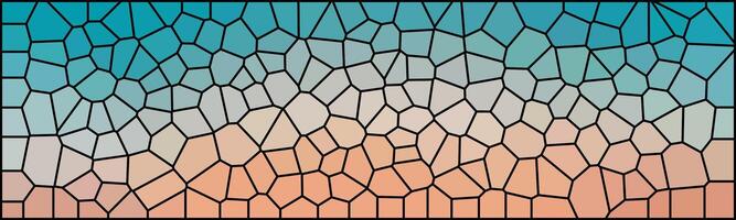 Abstract geometric pattern with multicolored polygons, smoothly transitioning from cool blue at the top to warm orange at the bottom. vector